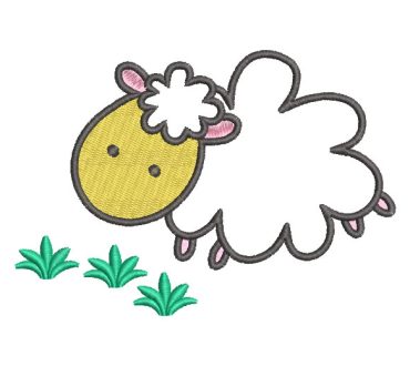 Sheep with Grass Embroidery Designs