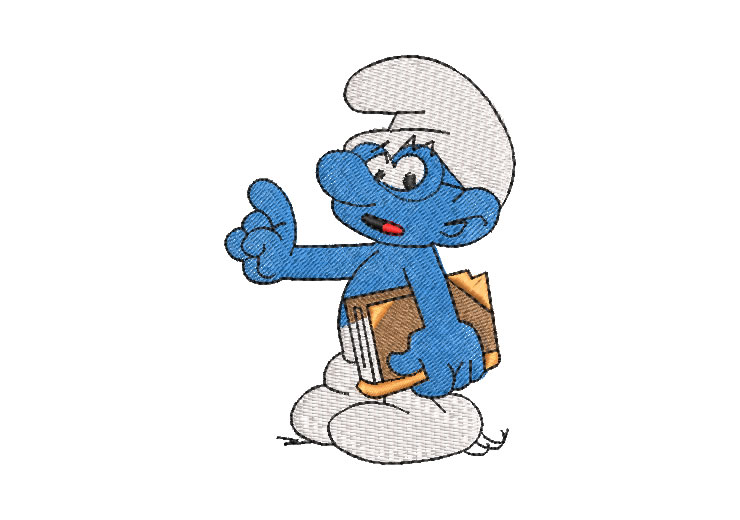 Silly Smurf with Book Embroidery Designs