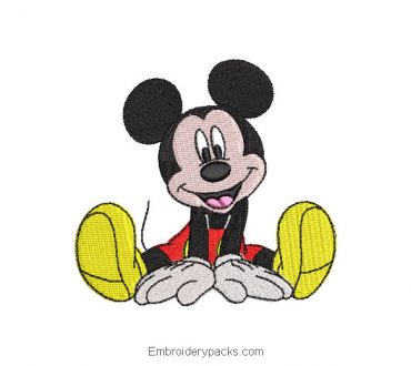 Sitting mickey mouse embroidery design