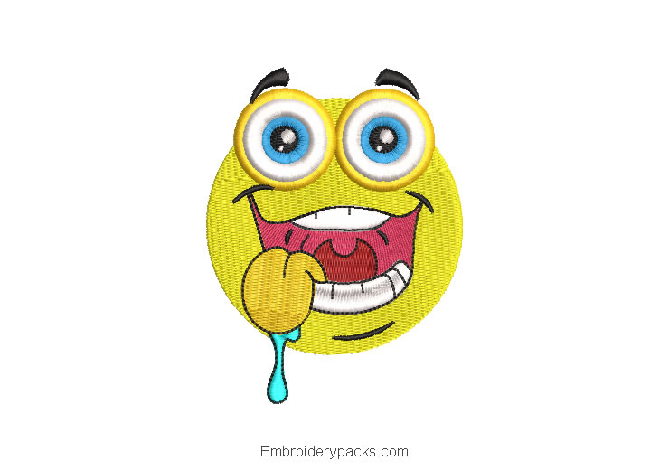 Smiley Emoji Machine Embroidered Design