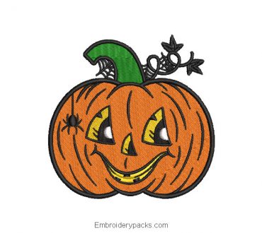 Smiling halloween pumpkin embroidery