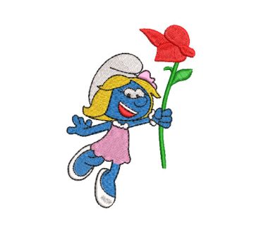 Smurfette with Roses Embroidery Designs