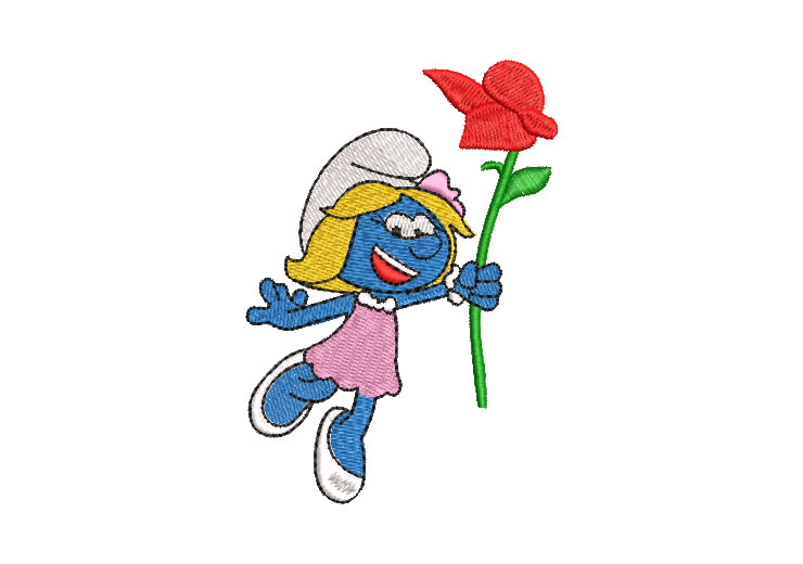 Smurfette with Roses Embroidery Designs