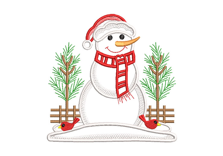 Snowman with Christmas Tree Embroidery Designs