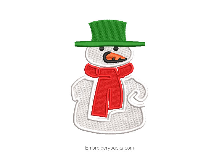Snowman with scarf embroidered desig