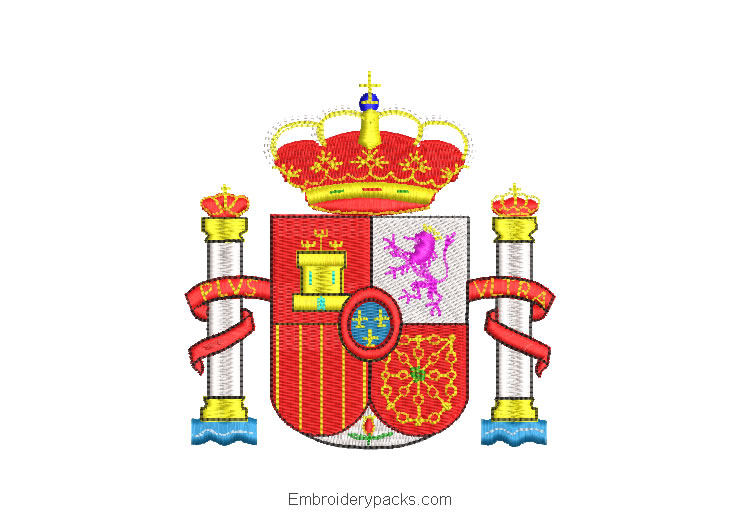 Spain coat of arms machine embroidery design
