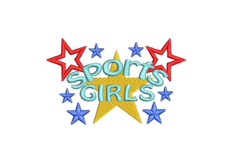 Sport Girls Font with Star Embroidery Designs
