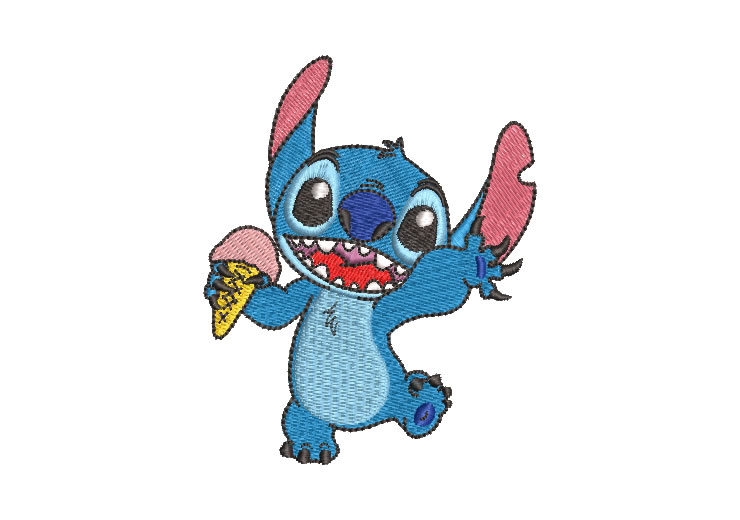 Stitch con helado Diseños de Bordado