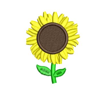 Sunflower Flower with Leaves Embroidery Designs