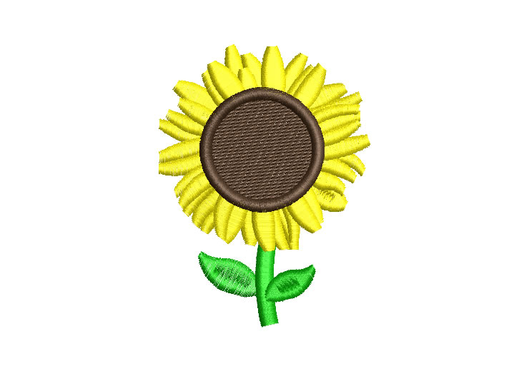 Sunflower Flower with Leaves Embroidery Designs