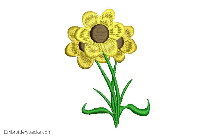 Sunflower design for machine embroidery