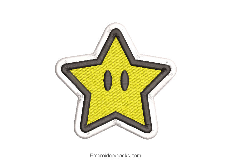 Super Mario Star Embroidered Design