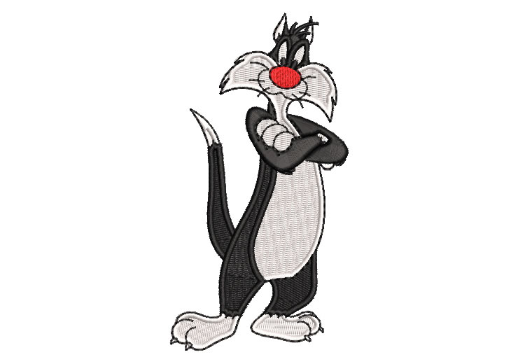 Sylvester the Cat with Crossed Hands Embroidery Designs