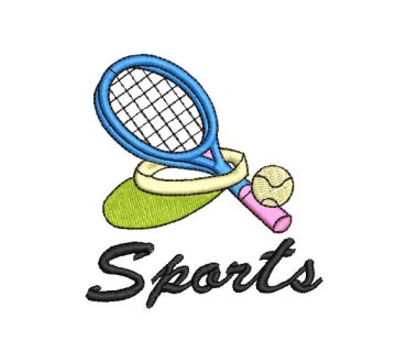 Tennis Racket with Ball Embroidery Designs