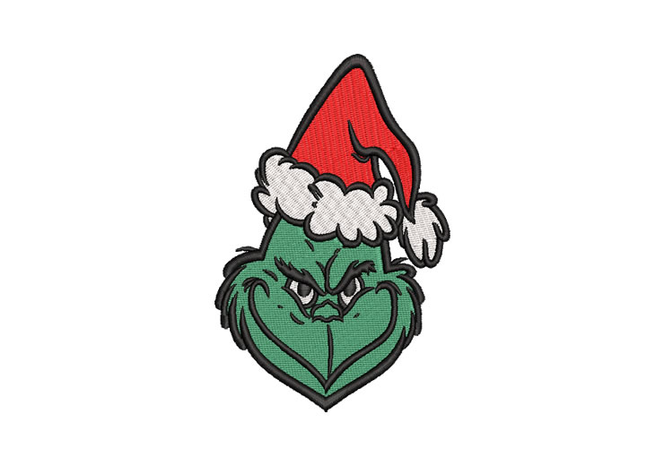 The Grinch Face Embroidery Designs