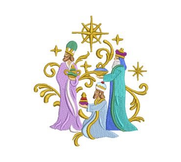 The Three Wise Men with Gift Embroidery Designs