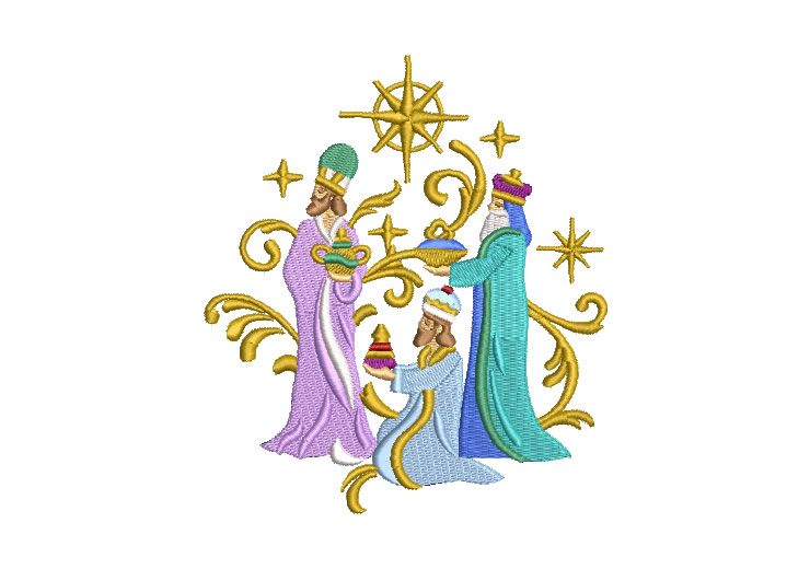 The Three Wise Men with Gift Embroidery Designs