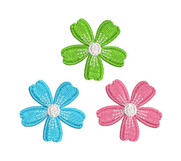 Three Colored Flowers Embroidery Designs