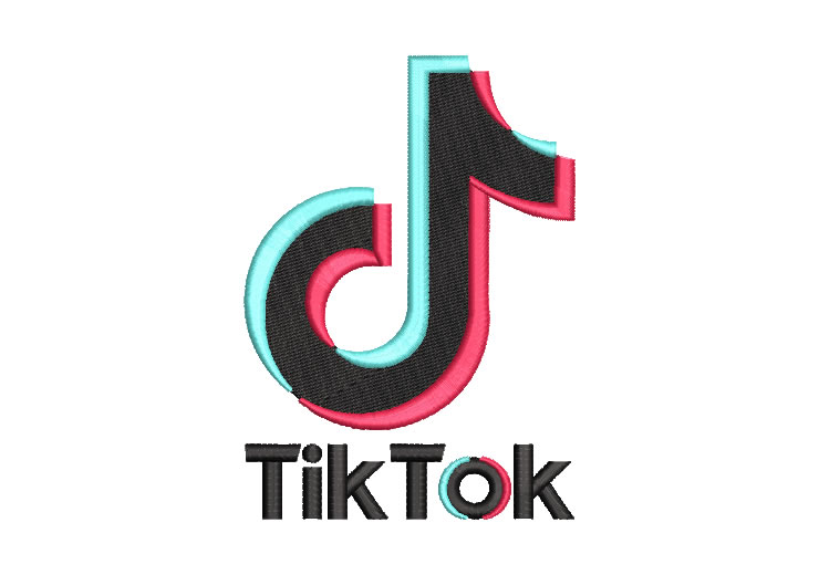 TikTok Logo with Letter Embroidery Designs