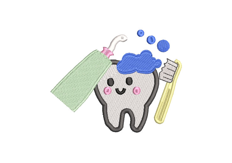 Tooth and Brush Embroidery Designs
