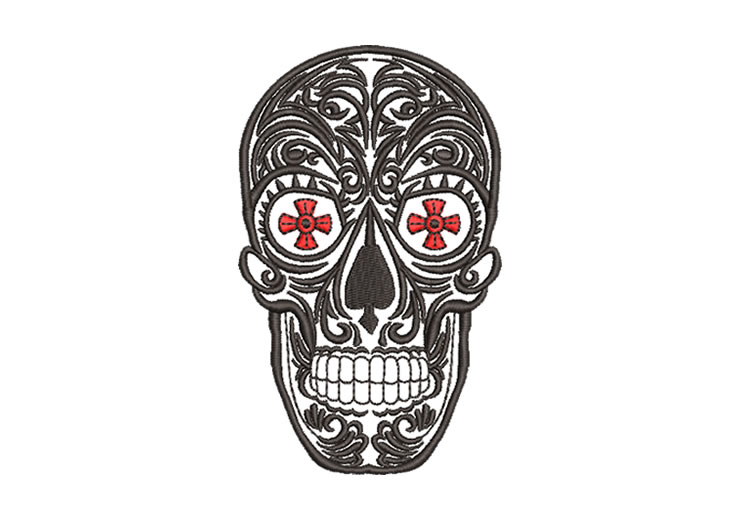 Transparent Mexican Skull Embroidery Designs