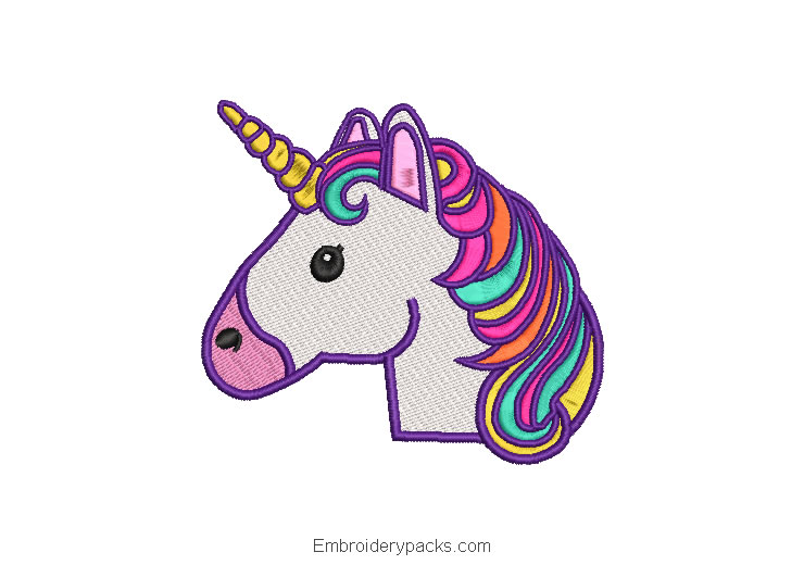 Unicorn face embroidery in colors