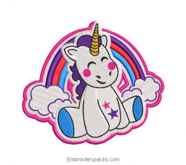 Unicorn pony with rainbow embroidery design