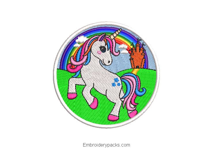 Unicorn sticker embroidery design