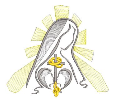 Virgin Mary with heart silhouette Embroidery Designs