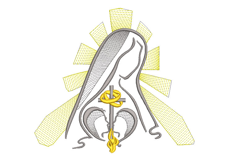 Virgin Mary with heart silhouette Embroidery Designs