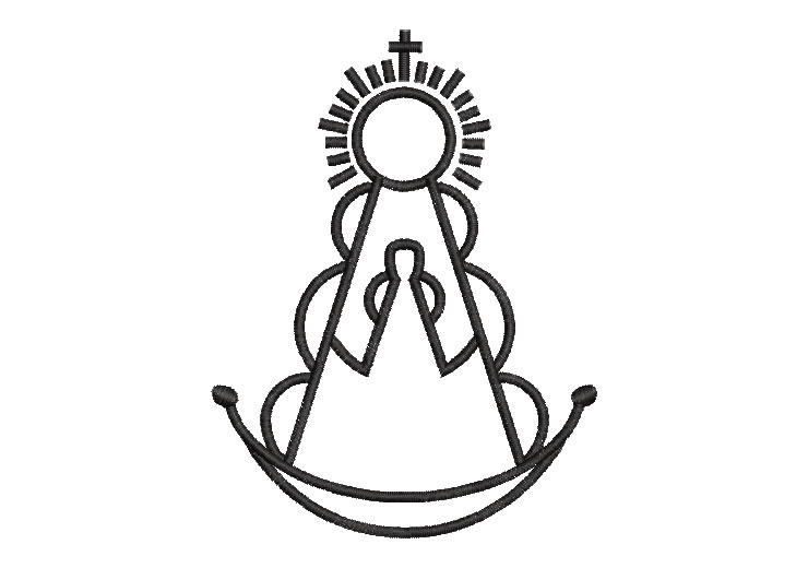 Virgin in Silhouette with Crown and Radiance Embroidery Designs