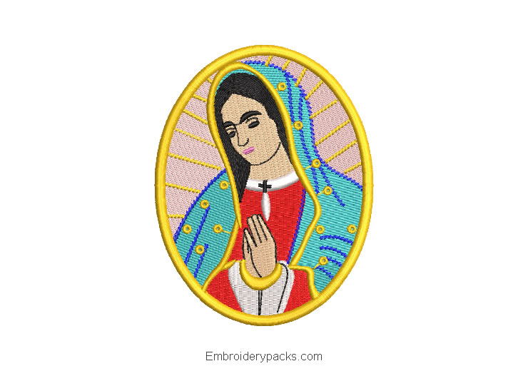 Virgin of guadalupe praying picture embroidery design