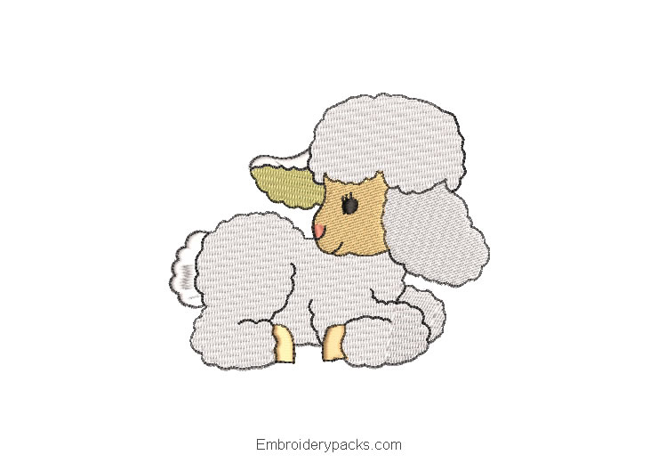 White Sheep Embroidered Design