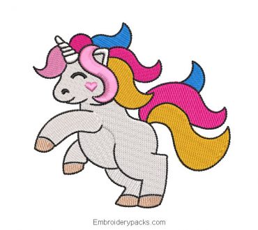 White unicorn pony embroidery