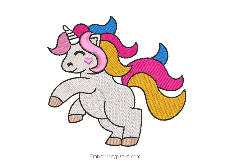 White unicorn pony embroidery