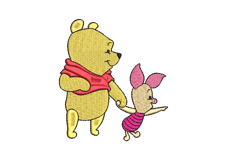 Winnie Pooh and Piglet Embroidery Designs