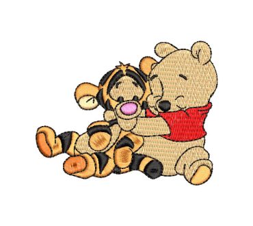 Winnie the Pooh and Tigger Hugging Embroidery Designs