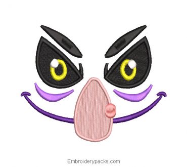 Witch face embroidery design