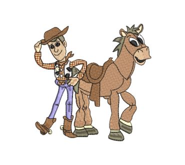 Woody and Bullseye from Toy Story Embroidery Designs
