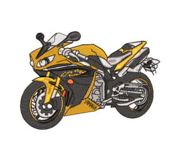 Yellow Racing Motorcycle Embroidery Designs