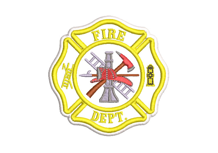 Yellow Shield Fire Department Embroidery Designs
