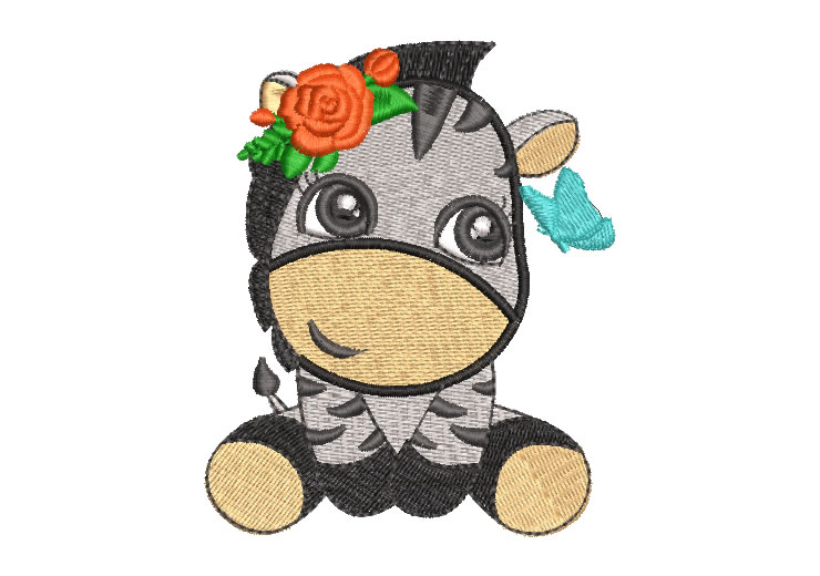 Zebra Children's with Pink Embroidery Designs