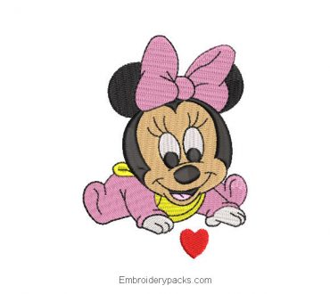 minnie mouse baby embroidery design